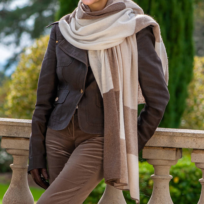The Check Set - Neutral Tones Italian Cashmere Scarf