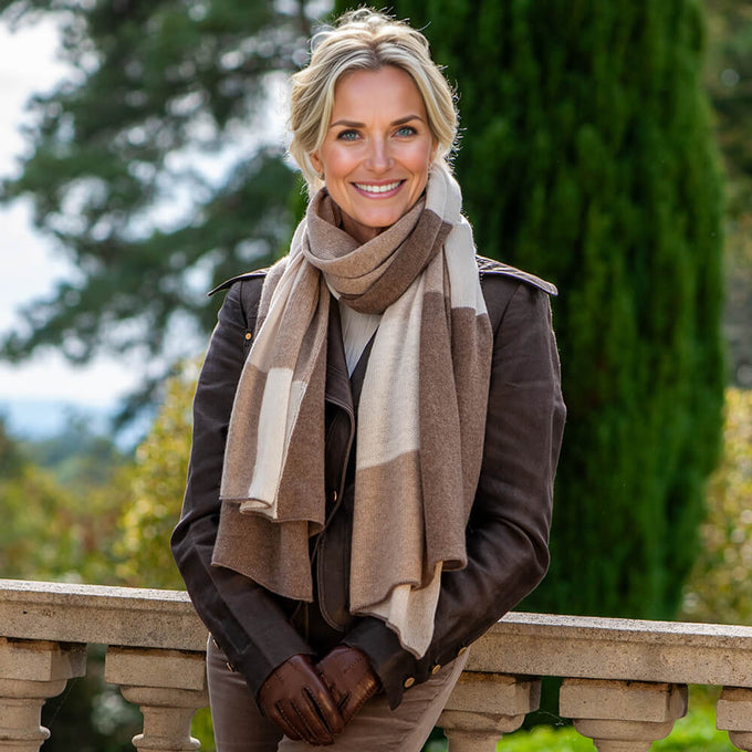 The Check Set - Neutral Tones Italian Cashmere Scarf