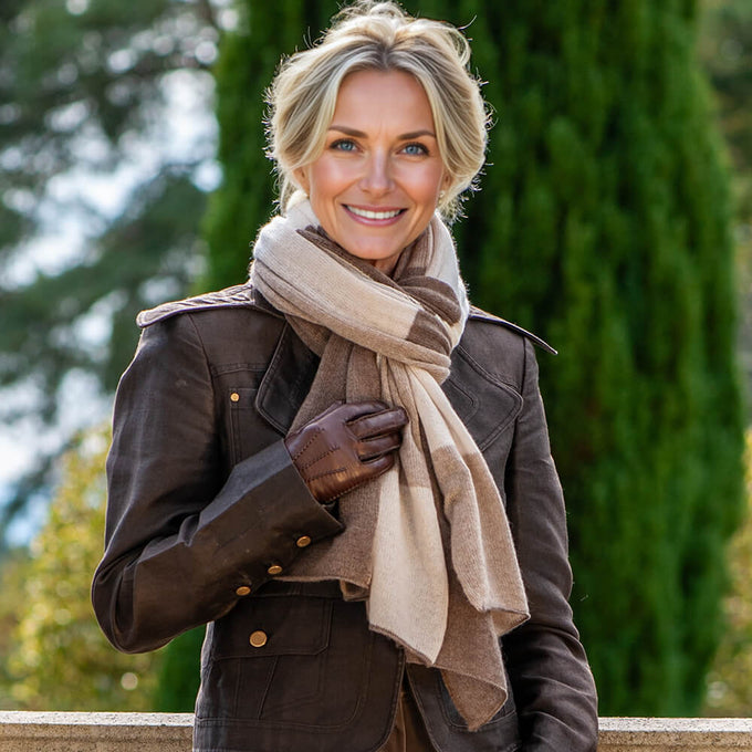 The Check Set - Neutral Tones Italian Cashmere Scarf
