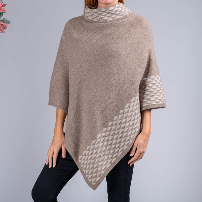 Biscuit and Cream Double Layer Cashmere Poncho