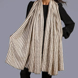 Grey and Ivory Stripes Pashmina Cashmere Shawl