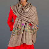 Hand Embroidered Pashmina Shawl - Tulip Garden