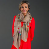 Hand Embroidered Pashmina Shawl - Tulip Garden