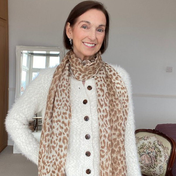 Dappled Leopard Print Cashmere and Silk Scarf