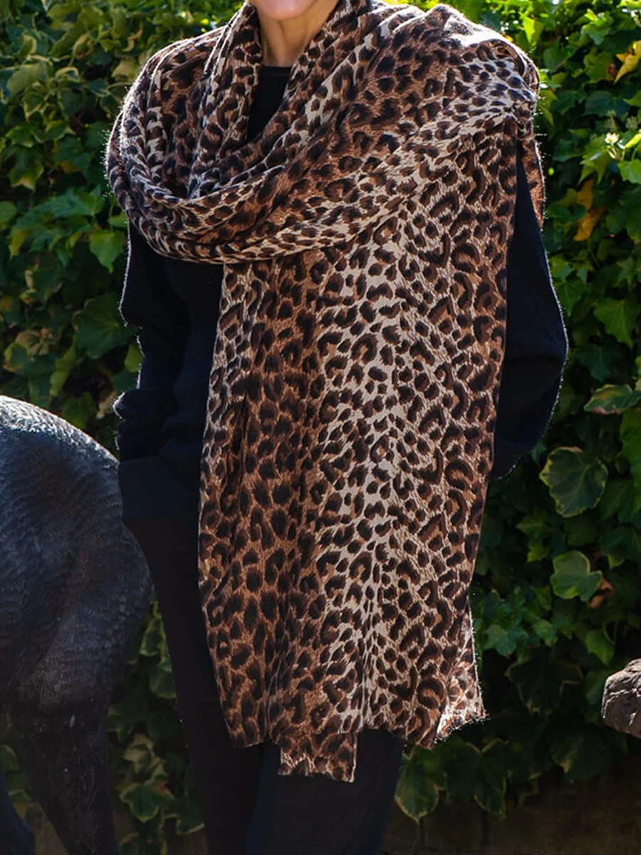 Brown Leopard Shawl