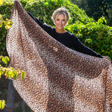 Supersize Brown Leopard Print Cashmere and Silk Shawl