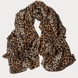 Brown Leopard Print Pashmina Cashmere Shawl