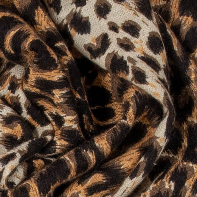 Brown Leopard Print Pashmina Cashmere Shawl