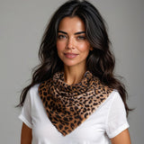 Brown Leopard Print Cashmere Square Foulard