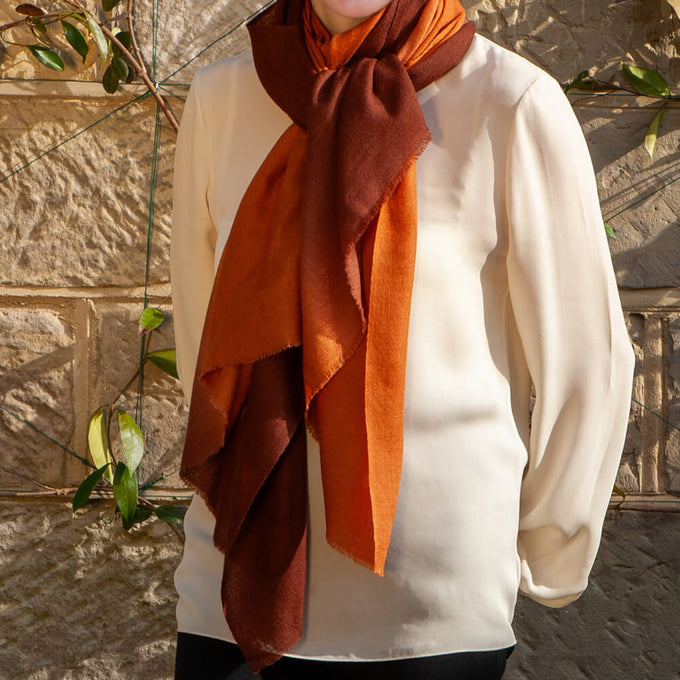 The Earth Tones - Sienna Sunset Cashmere and Silk Wrap