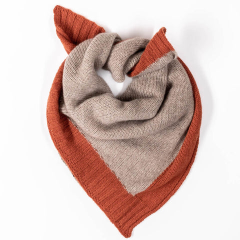 Terracotta and Taupe Italian Cashmere Scarflette
