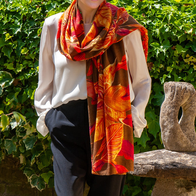 PRE ORDER: The Botanical Quartet - The Falling Leaves Cashmere and Silk Wrap