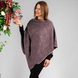 Hand Woven Burgundy & Natural Chunky Cashmere Poncho