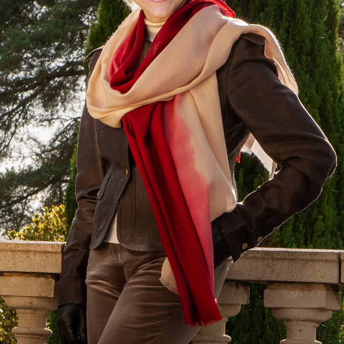 Burgundy Blush Shaded Cashmere and Silk Wrap