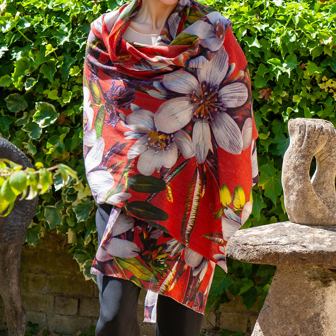 PRE ORDER: The Botanical Quartet - The Passion Flower Cashmere and Silk Wrap