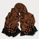 Burnt Orange and Black Pashmina Cashmere Shawl