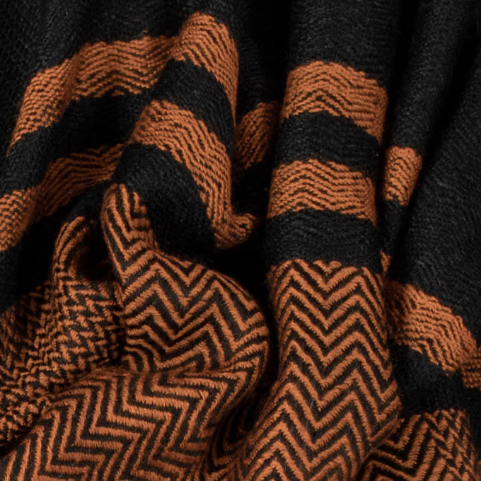 Burnt Orange and Black Pashmina Cashmere Shawl