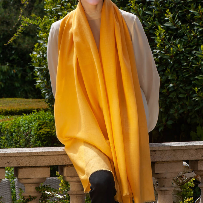 Buttercup Yellow Cashmere and Silk Wrap