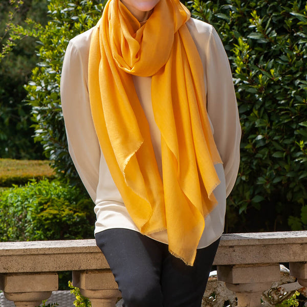 Buttercup Yellow Cashmere and Silk Wrap