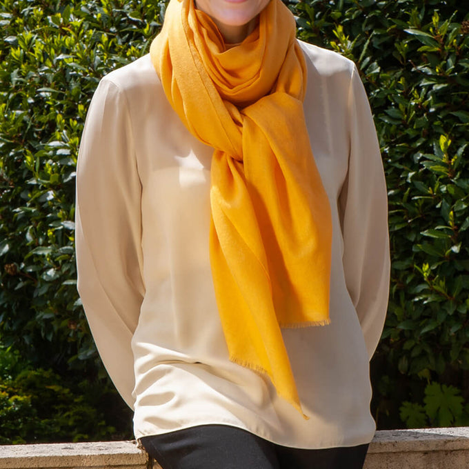 Buttercup Yellow Cashmere and Silk Wrap
