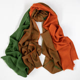 Camden Orange and Green Silk and Wool Scarf