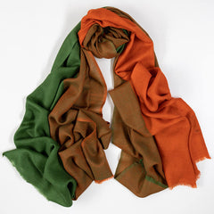 Camden Orange and Green Silk and Wool Scarf
