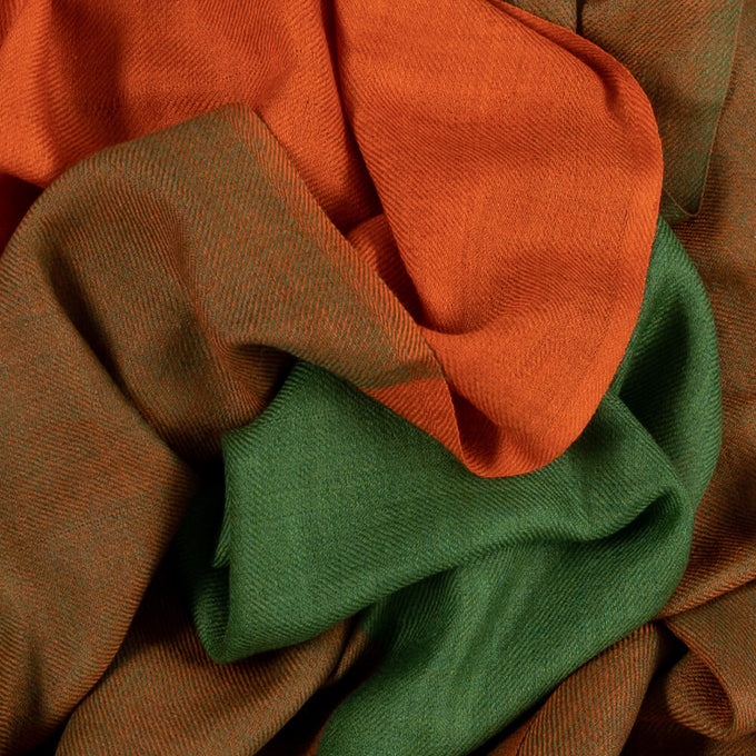Camden Orange and Green Silk and Wool Scarf