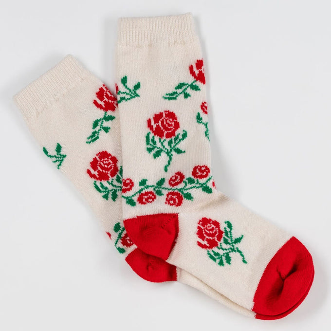 Roses are Red Cashmere Socks