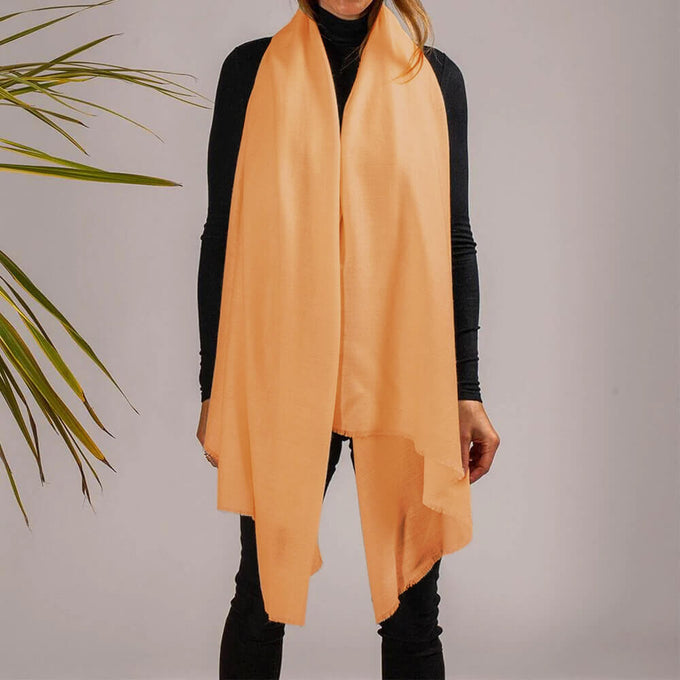 The Fondant Collection - Fondant Orange Handwoven Cashmere Shawl