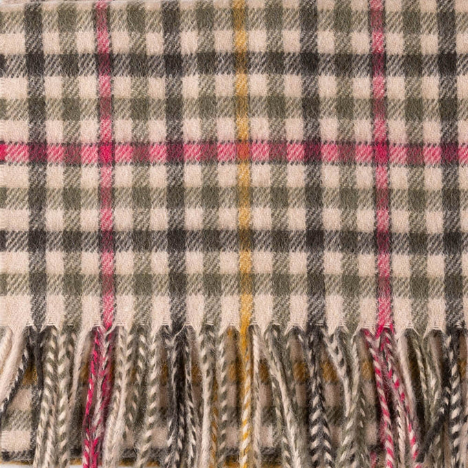 Green and Pink Check Scottish Cashmere Scarf