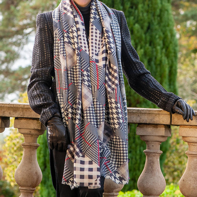 PRE ORDER: The Graphic Trilogy - Check Print Cashmere and Silk Wrap