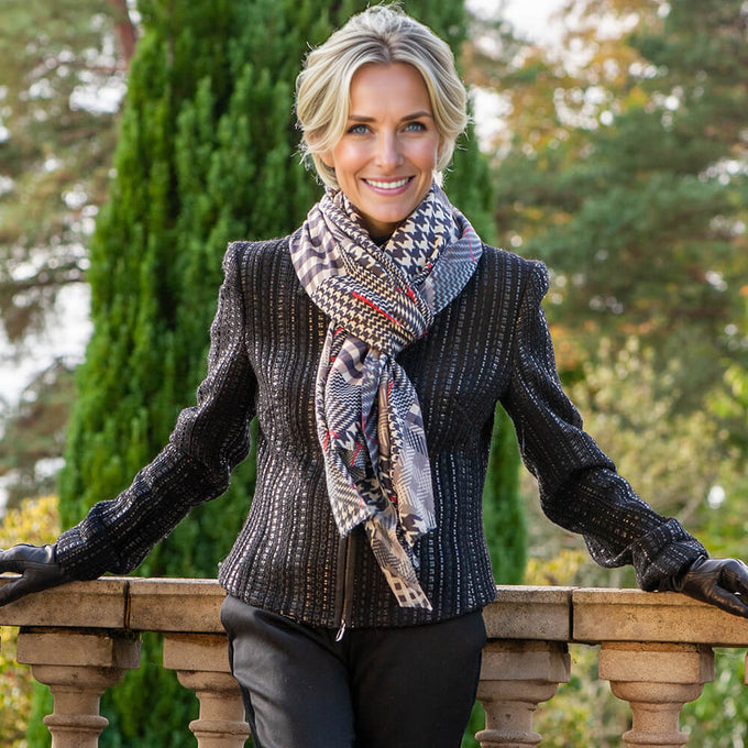 PRE ORDER: The Graphic Trilogy - Check Print Cashmere and Silk Wrap