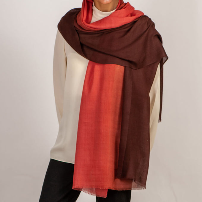 Chocolate Tango Shaded Cashmere and Silk Wrap