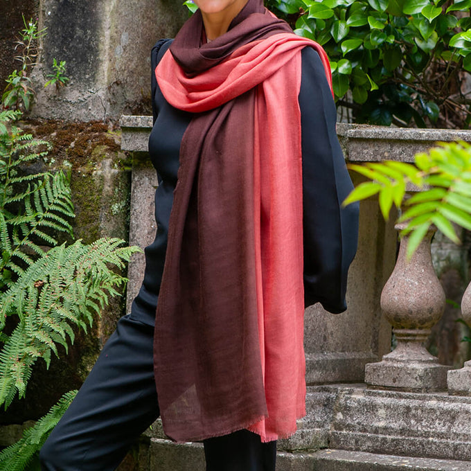 Chocolate Tango Shaded Cashmere and Silk Wrap