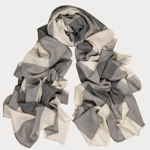 Columbia Navy and Ivory Wool and Silk Scarf