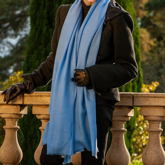 Cornflower Blue Cashmere and Silk Wrap