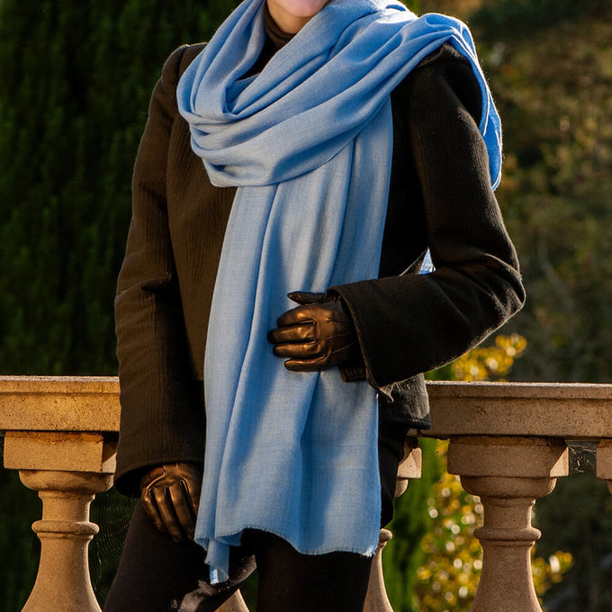 Cornflower Blue Cashmere and Silk Wrap