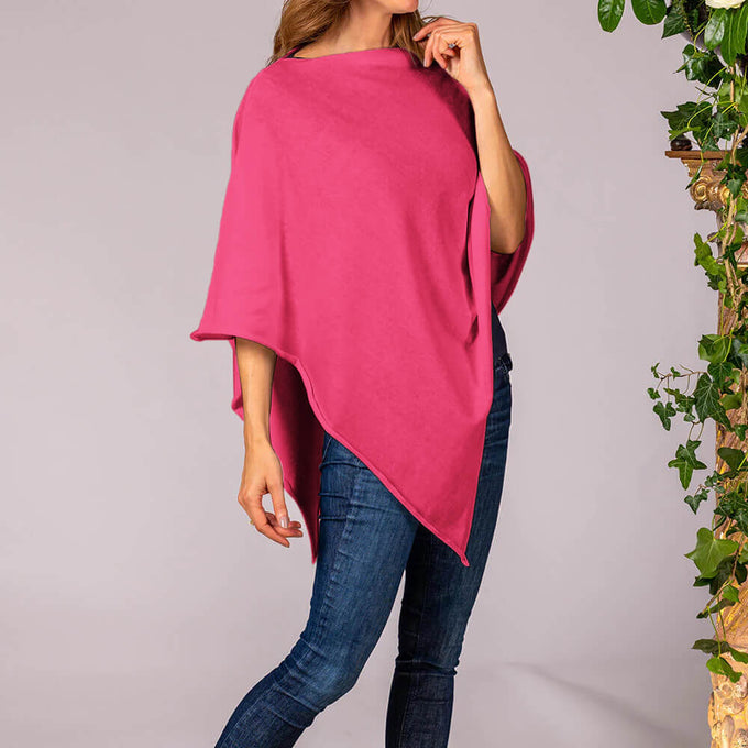 Tickle Me Pink Cotton and Cashmere Poncho