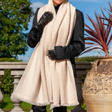 Super Luxe Cornish Cream Basket Weave Cashmere Shawl