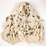 Hand Embroidered Pashmina Cashmere Shawl - Cream & Black