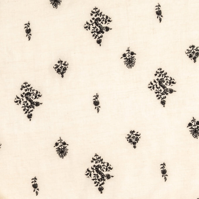 Hand Embroidered Pashmina Cashmere Shawl - Cream & Black