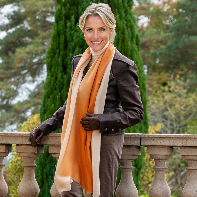Cream to Caramel Cashmere and Silk Wrap