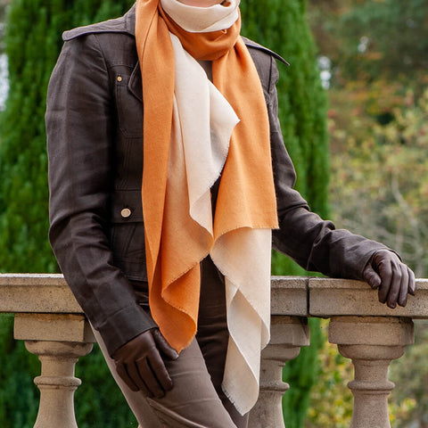 Cream to Caramel Cashmere and Silk Wrap
