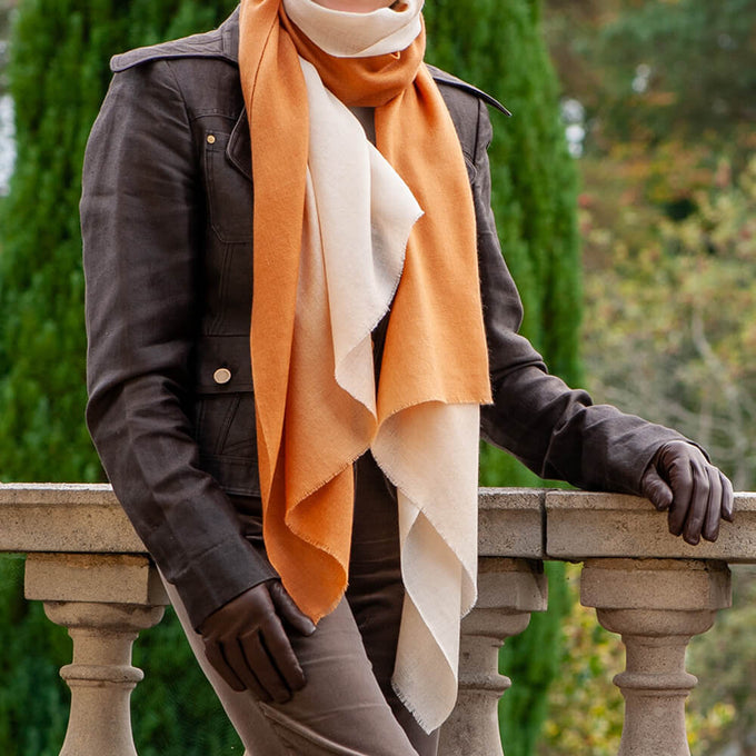 Cream to Caramel Cashmere and Silk Wrap