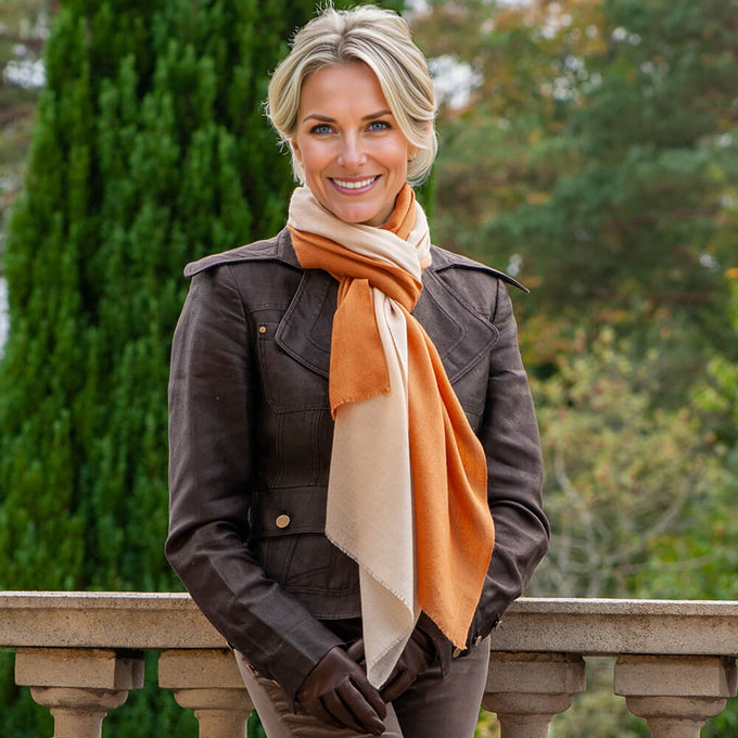 Cream to Caramel Cashmere and Silk Wrap