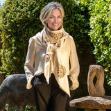 Hand Embroidered Pashmina Cashmere Shawl - Ivory & Brown