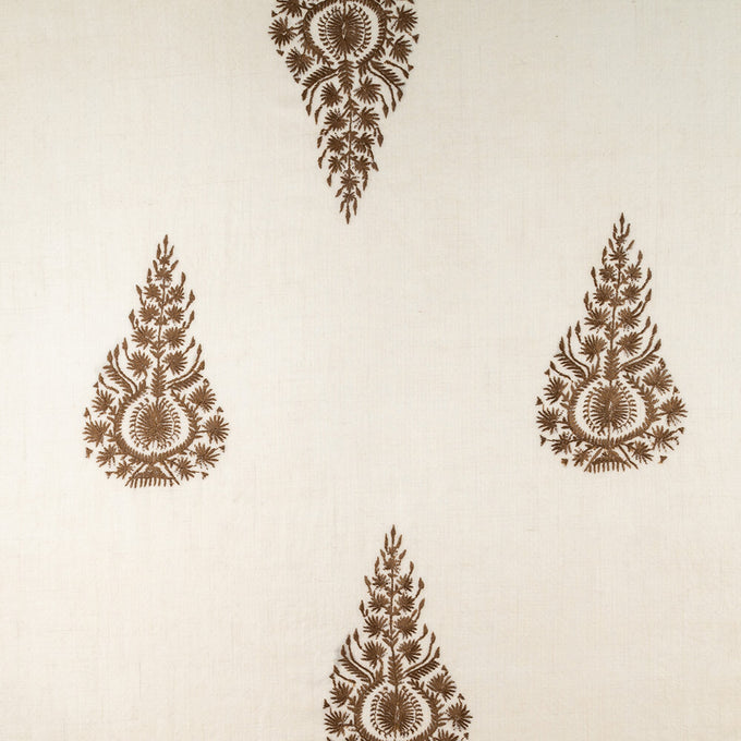 Hand Embroidered Pashmina Cashmere Shawl - Ivory & Brown