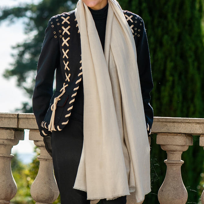 Classic Ivory Cashmere Shawl