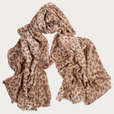 Caramel Leopard Print Cashmere and Silk Scarf