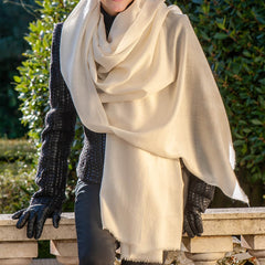 Classic Ivory Cashmere and Silk Oversize Wrap